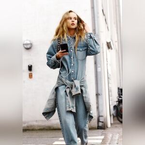 Zara Denim Jumpsuit, size medium, color light blue